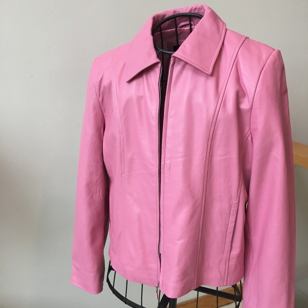 Robert Phillipe pink lamb leather jacket size L